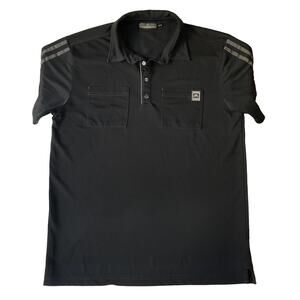 Apparel Collection Men Polo M-R Black Button Short Sleeve